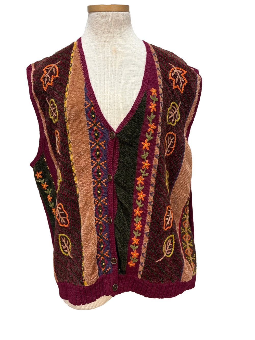 Koret sz 2X fall sweater vest with embroidery